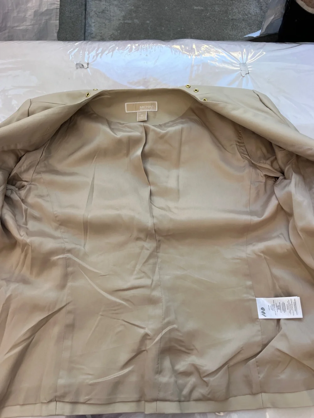 Michael Kors Cream Blazer with Gold Stud Accents